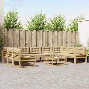 vidaXL Set de canapele de exterior cu pernă 10 pcs Alb și Bej imagine