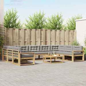 vidaXL Set de canapele de exterior cu pernă 10 pcs Alb și gri deschis imagine