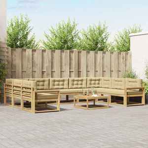 vidaXL Set de canapele de exterior cu pernă 10 pcs Alb și Bej imagine