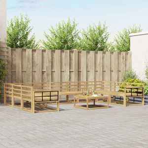 vidaXL Set de canapele de exterior 10 pcs Alb Lemn Solid de Acacia imagine