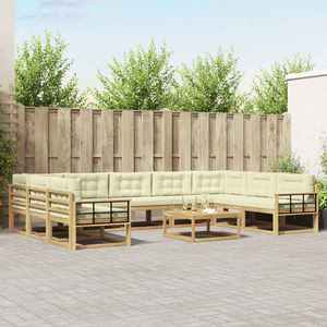 vidaXL Set de canapele de exterior cu pernă 10 pcs Alb și crem imagine