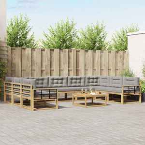 vidaXL Set de canapele de exterior cu pernă 10 pcs Alb și gri deschis imagine