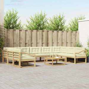 vidaXL Set de canapele de exterior cu pernă 10 pcs Alb și crem imagine