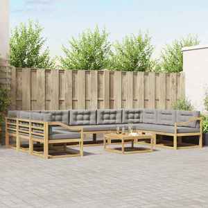 vidaXL Set de canapele de exterior cu pernă 10 pcs Alb și gri deschis imagine