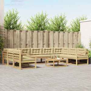 vidaXL Set de canapele de exterior cu pernă 10 pcs Alb și Bej imagine
