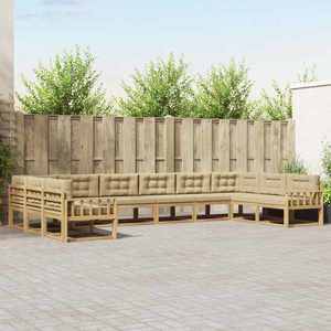 vidaXL Set de canapele de exterior cu pernă 10 pcs Alb și Bej imagine