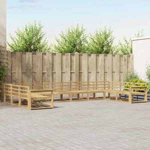 vidaXL Set de canapele de exterior 10 pcs Alb Lemn Solid de Acacia imagine