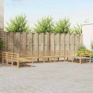 vidaXL Set de canapele de exterior 10 pcs Alb Lemn Solid de Acacia imagine