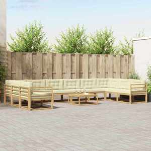 vidaXL Set de canapele de exterior cu pernă 11 pcs Alb și crem imagine