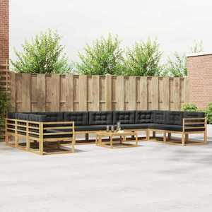 vidaXL Set de canapele de exterior cu pernă 11 pcs Alb și antracit imagine