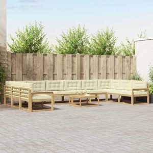 vidaXL Set de canapele de exterior cu pernă 11 pcs Alb și crem imagine
