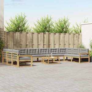 vidaXL Set de canapele de exterior cu pernă 11 pcs Alb și gri deschis imagine