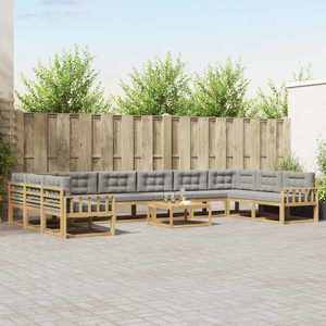 vidaXL Set de canapele de exterior cu pernă 11 pcs Alb și gri deschis imagine