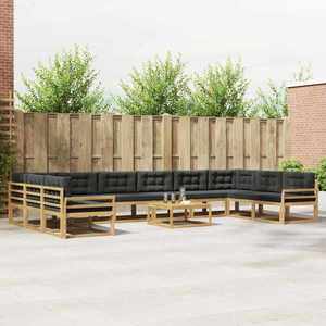 vidaXL Set de canapele de exterior cu pernă 11 pcs Alb și antracit imagine