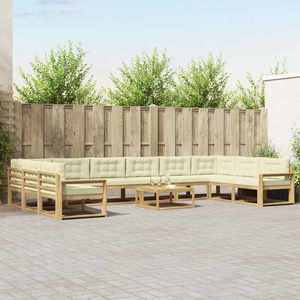 vidaXL Set de canapele de exterior cu pernă 11 pcs Alb și crem imagine