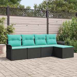 vidaXL Set de canapele pentru grădină 5 pcs Negru poliratan imagine