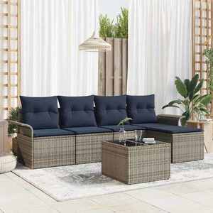 vidaXL Set de canapele pentru grădină 6 pcs Gri poliratan imagine