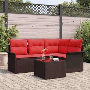 vidaXL Set de canapele pentru grădină 5 pcs Maro poliratan imagine