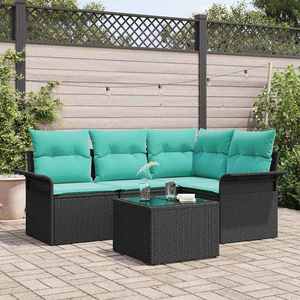 vidaXL Set de canapele pentru grădină 5 pcs Negru poliratan imagine