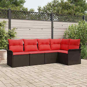 vidaXL Set de canapele pentru grădină 5 pcs Maro poliratan imagine