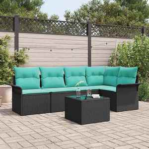 vidaXL Set de canapele pentru grădină 6 pcs Negru poliratan imagine