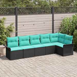 vidaXL Set de canapele pentru grădină 6 pcs Negru poliratan imagine
