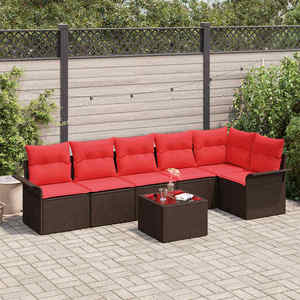 vidaXL Set de canapele pentru grădină 7 pcs Maro poliratan imagine