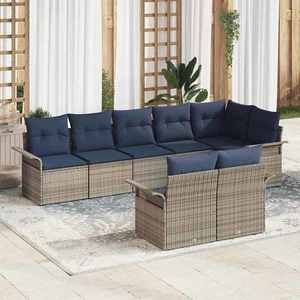 vidaXL Set de canapele pentru grădină 8 pcs Gri poliratan imagine