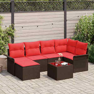 vidaXL Set de canapele pentru grădină 7 pcs Maro poliratan imagine