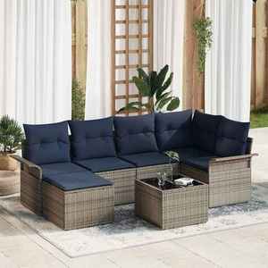 vidaXL Set de canapele pentru grădină 7 pcs Gri poliratan imagine