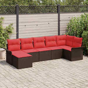 vidaXL Set de canapele pentru grădină 7 pcs Bej poliratan imagine