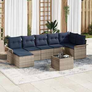 vidaXL Set de canapele pentru grădină 8 pcs Gri poliratan imagine