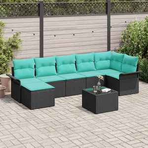 vidaXL Set de canapele pentru grădină 8 pcs Negru poliratan imagine