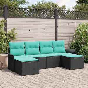 vidaXL Set de canapele pentru grădină cu pernă 6 pcs Negru Rattan poli imagine