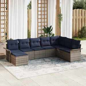 vidaXL Set de canapele pentru grădină 8 pcs Gri deschis Rattan poli imagine