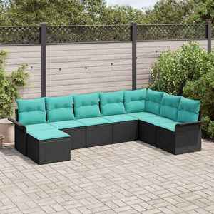 vidaXL Set de canapele pentru grădină cu pernă 8 pcs Negru Rattan poli imagine