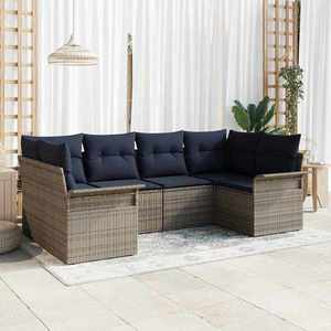 vidaXL Set de canapele pentru grădină 6 pcs Gri Rattan poli imagine