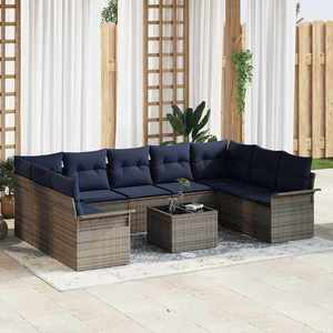 vidaXL Set de canapele pentru grădină 10 pcs Gri poliratan imagine