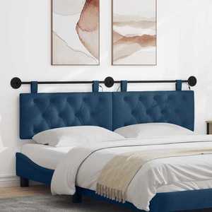 vidaXL Tăblie de pat suspendată Cu lumină LED albastru Țesătură imagine