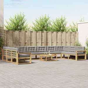 vidaXL Set de canapele de exterior cu pernă 11 pcs Alb și gri deschis imagine