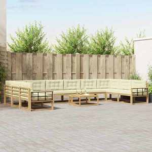 vidaXL Set de canapele de exterior cu pernă 11 pcs Alb și crem imagine
