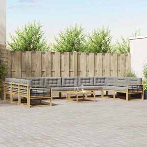 vidaXL Set de canapele de exterior cu pernă 11 pcs Alb și gri deschis imagine