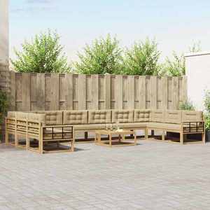 vidaXL Set de canapele de exterior cu pernă 11 pcs Alb și Bej imagine