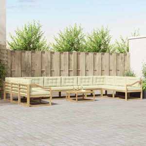 vidaXL Set de canapele de exterior cu pernă 11 pcs Alb și crem imagine