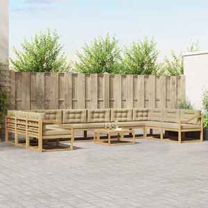vidaXL Set de canapele de exterior cu pernă 11 pcs Alb și Bej imagine