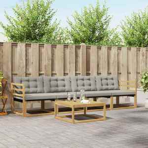 vidaXL Set de canapele de exterior 5 pcs Alb și gri deschis imagine