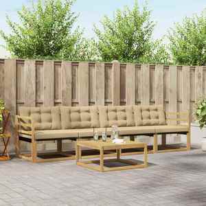 vidaXL Set de canapele de exterior 5 pcs Alb și Bej 79 x 79 x 37 cm imagine