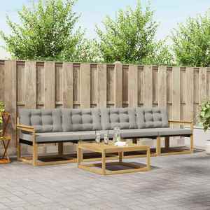 vidaXL Set de canapele de exterior 5 pcs Alb și gri deschis imagine