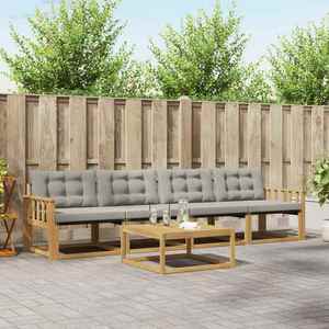 vidaXL Set de canapele de exterior 5 pcs Alb și gri deschis imagine