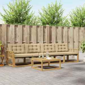 vidaXL Set de canapele de exterior 5 pcs Alb și Bej 79 x 79 x 37 cm imagine